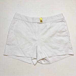 Michael Kors White Chino Shorts Gold Snap Buttons Pockets Cotton Women’s Size 8